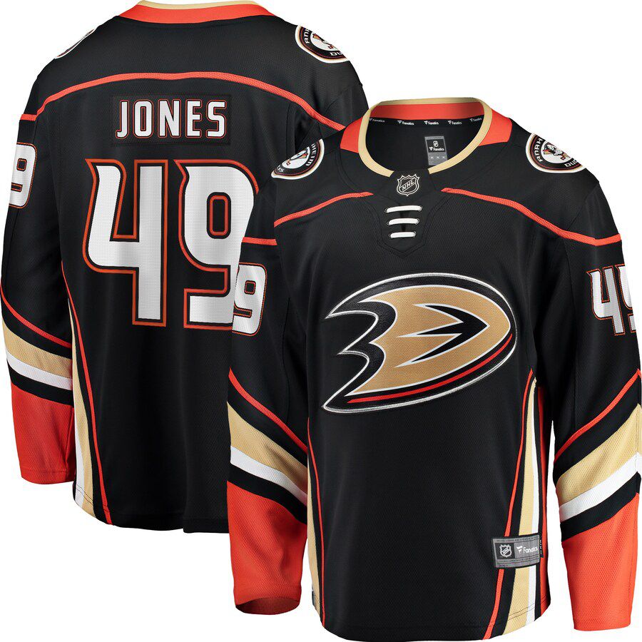Men Anaheim Ducks 49 Max Jones Fanatics Branded Black Breakaway Player NHL Jersey